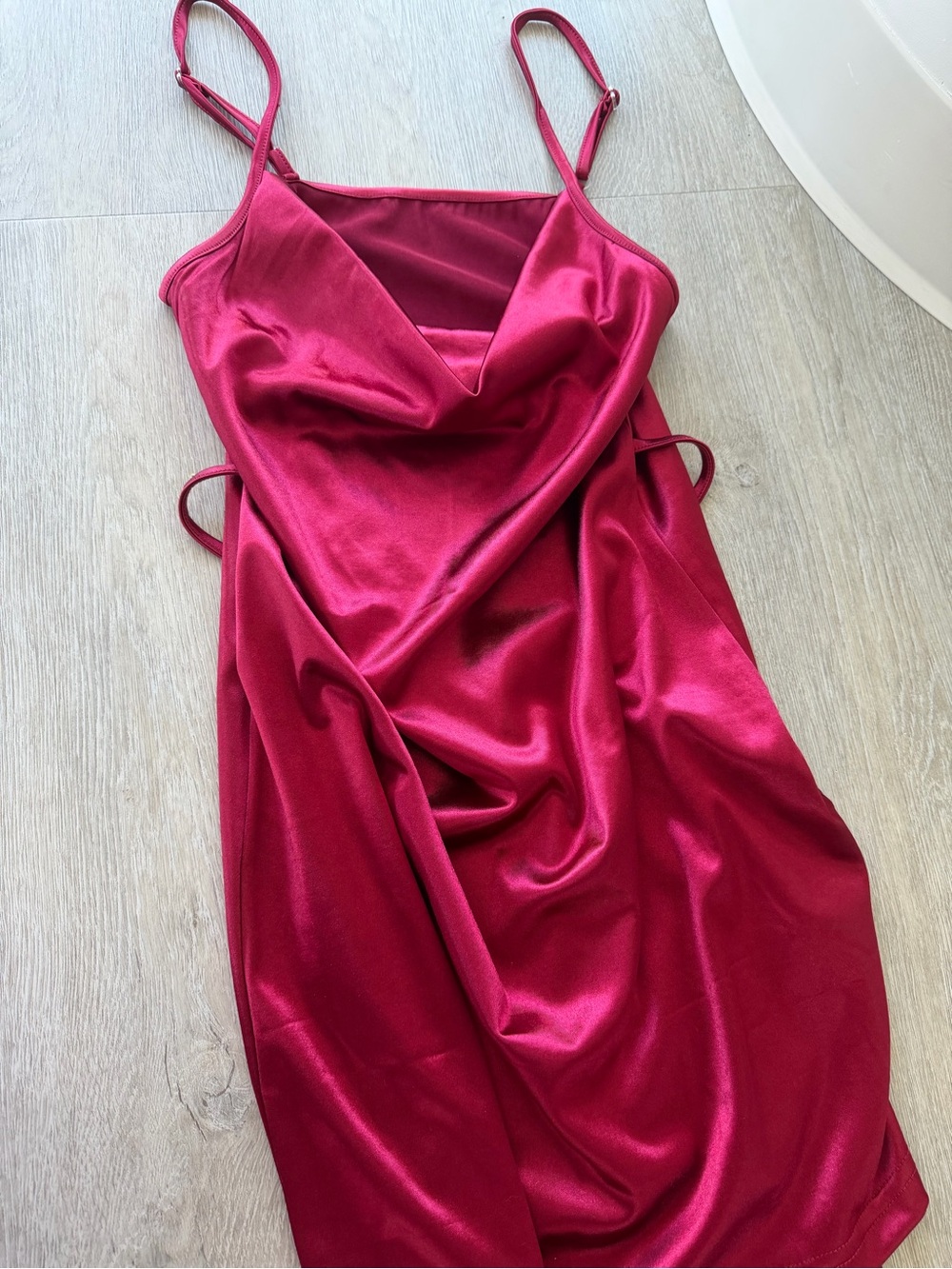 ZAFUL Red Satin Cowl Neck Mini Dress | NWT | Adjustable Tie Back